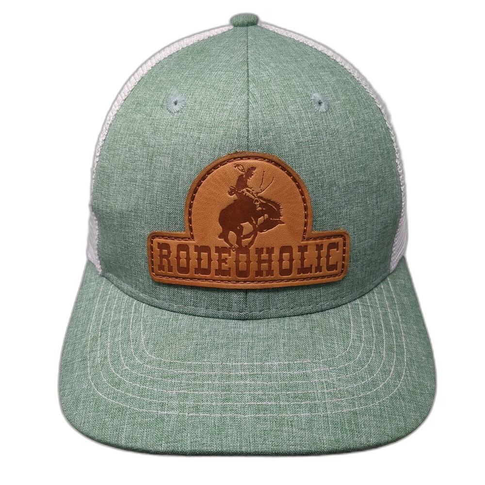 Arcadian Outfitters Trucker Hat Green One Size Snapback Mesh Leather Patch Rodeo